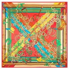Mai Tong Silk Scarf 60cm Red Black Leopard Print — feature 30