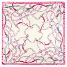 Mai Tong Silk Scarf 60cm Red Black Leopard Print — feature 6