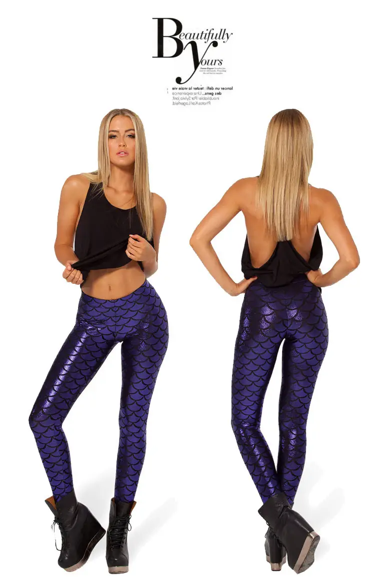 Purple Mermaid Fish Scale Leggings Women — feature 15