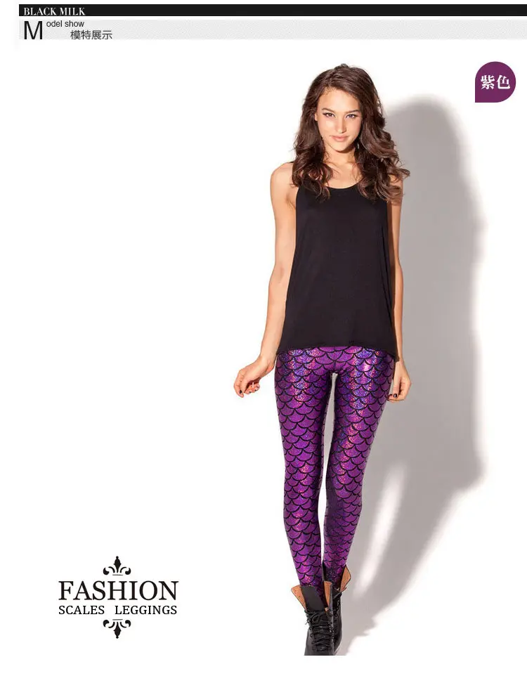 Purple Mermaid Fish Scale Leggings Women — feature 9