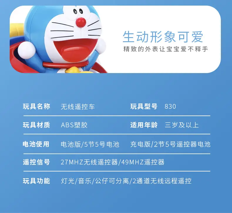 Manufacturers sell Doraemon hand-held remote control car 1-6 years old electric wire control box toy remote control car children's toy car — feature 33