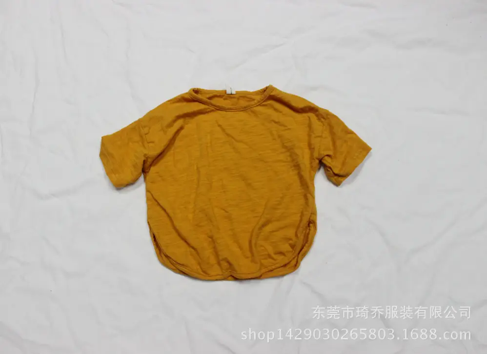 2026 Summer New Kids T-Shirt Solid Teal Loose Cotton - Image 2