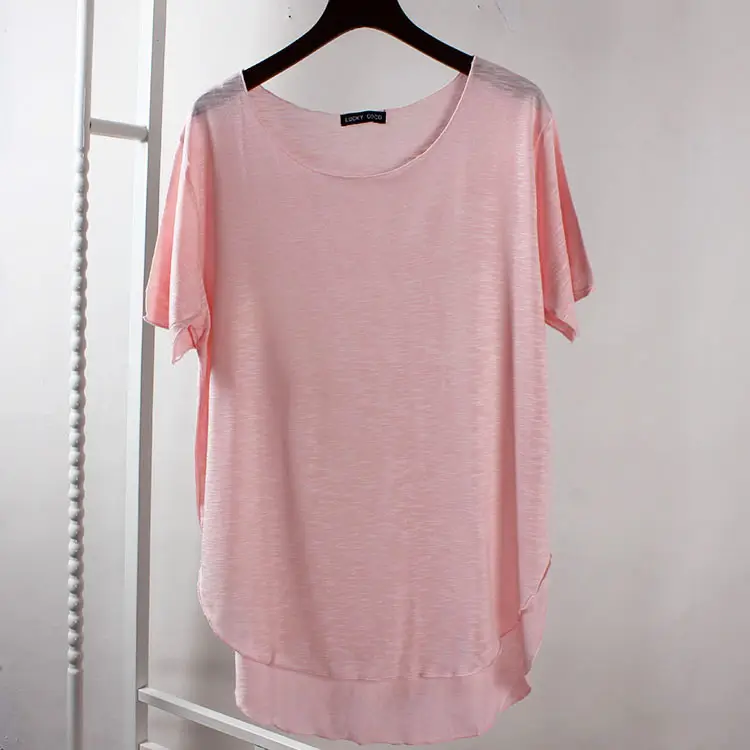 Pink Korean Style Loose Sleeve T-Shirt for Women