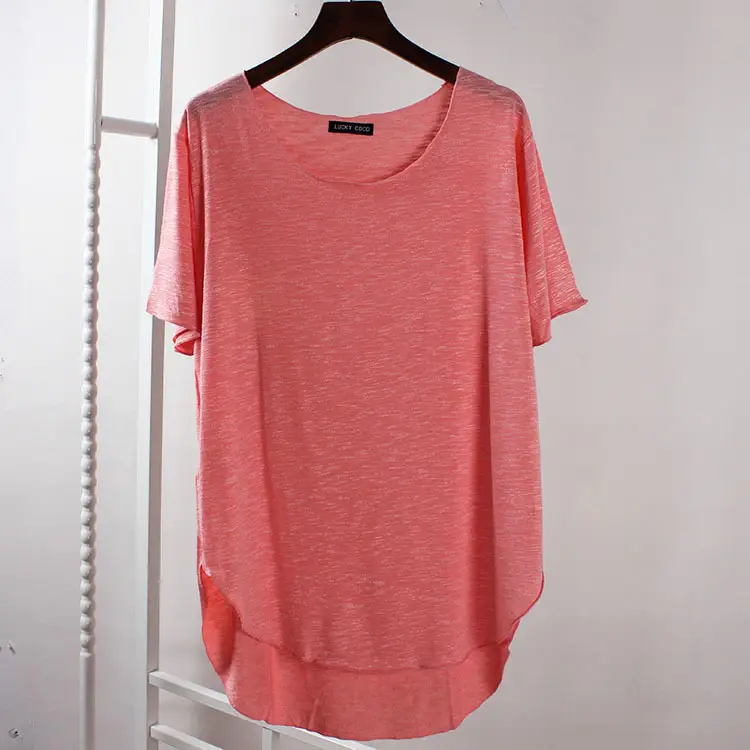 Pink Korean Style Loose Sleeve T-Shirt for Women