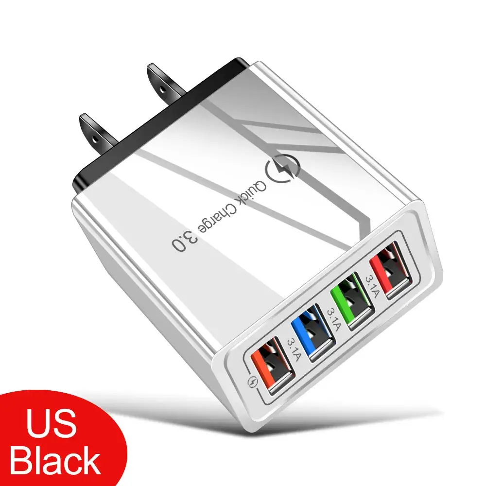 4USB Mobile Phone Charger 3A EU Blue