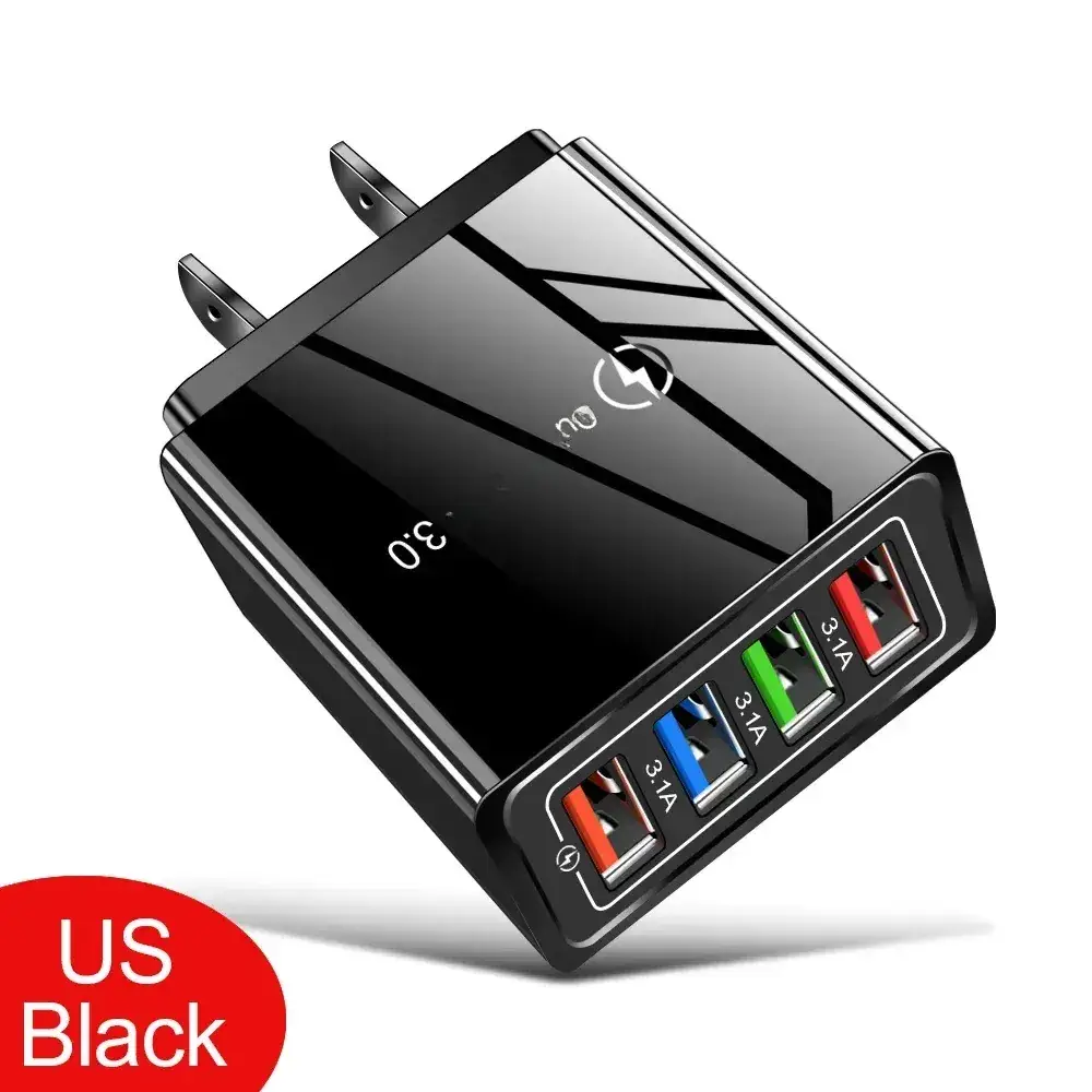 4USB Mobile Phone Charger 3A EU Blue
