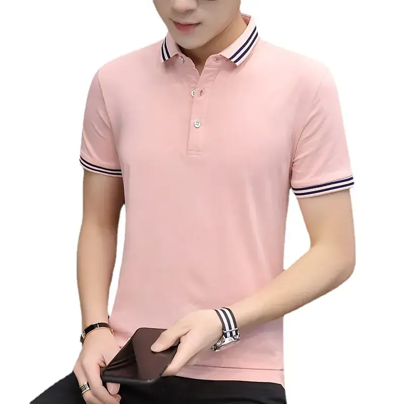 Men's Navy Polo T-Shirt with Collar & Short Sleeves - Image 13