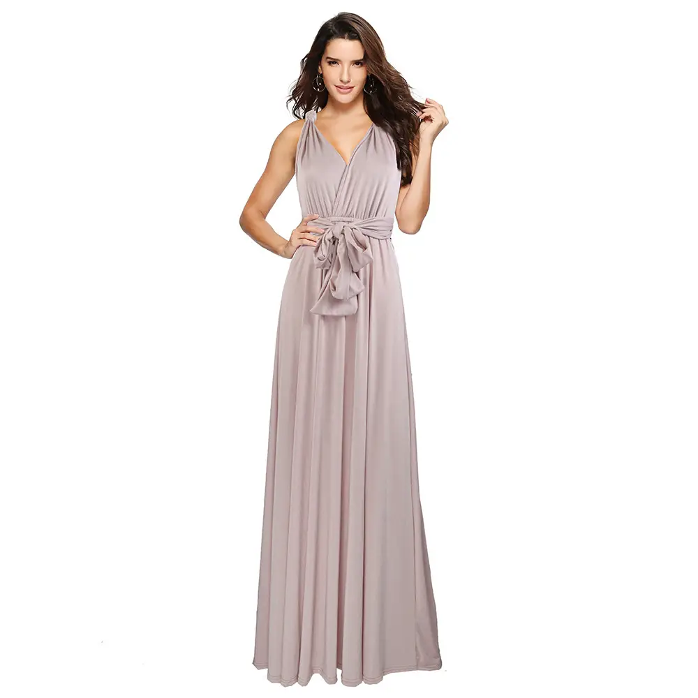 Pink Strapless Long Dress with Floral Embroidery