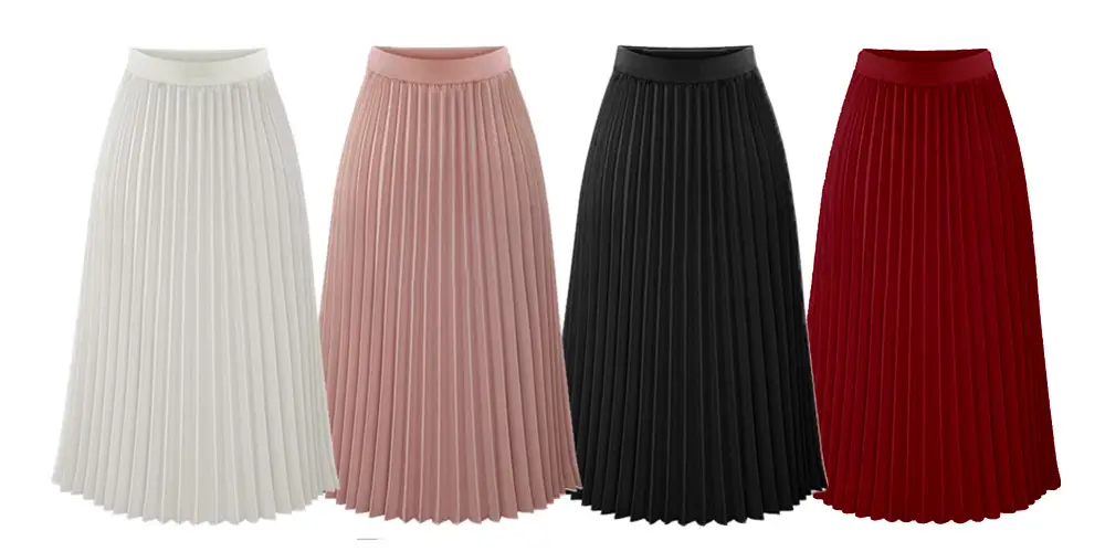 White Pleated Chiffon Skirt Mid Length Slim Fit — feature 2