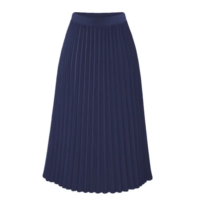 White Pleated Chiffon Skirt Mid Length Slim Fit — feature 5