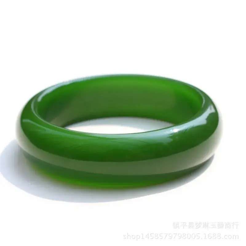 Green Flat Jade Bracelet Xinjiang Waimeng Material - Image 5