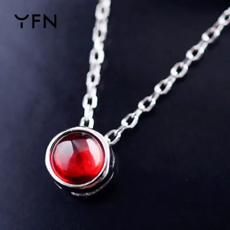 S925 Sterling Silver Red Agate Necklace Women - Image 2