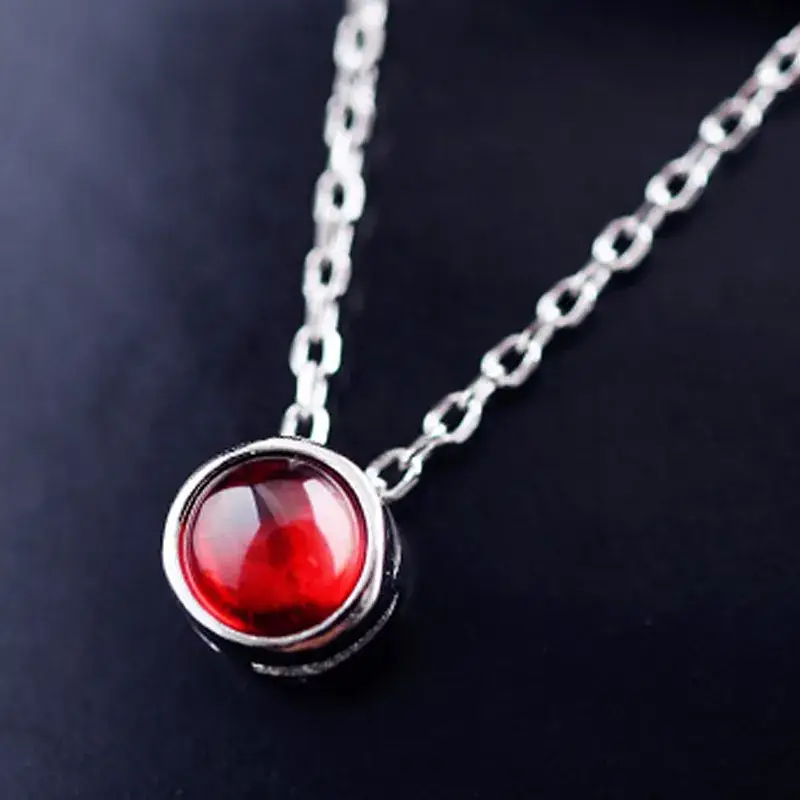 S925 Sterling Silver Red Agate Necklace Women - Image 4