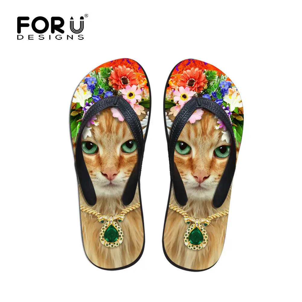 Cute Cat Printed Cat Flats for Women Summer