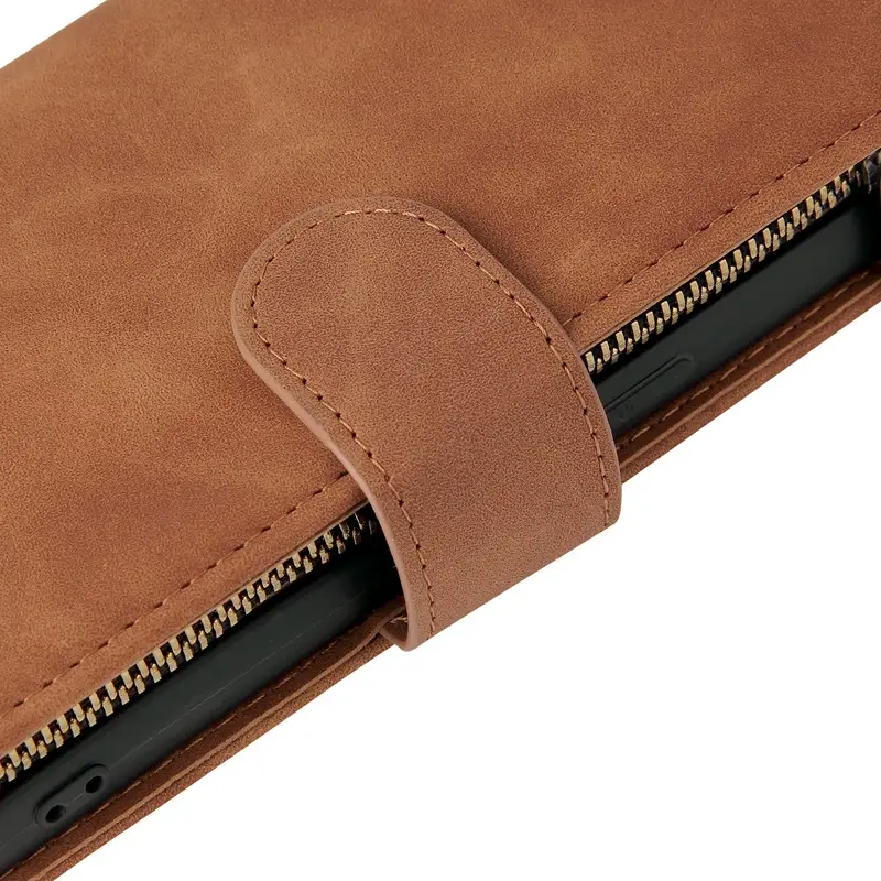 Apple iPhone 17 Pro Max Leather Multi-Card Zipper Case