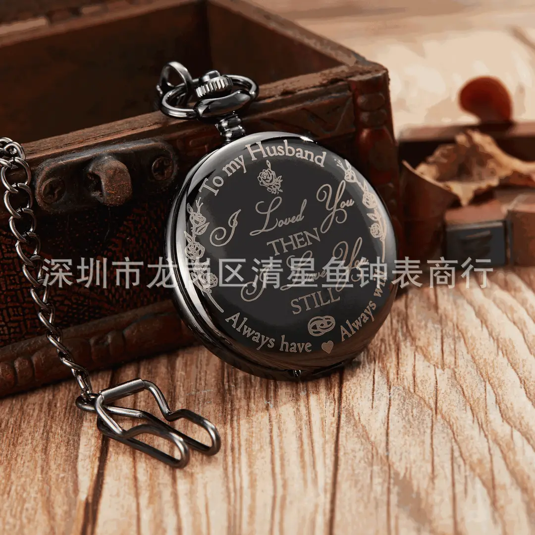Spot TO MY SON, Husband, GRANDPA carved vintage quartz pocket watch pendant vintage pocket watch