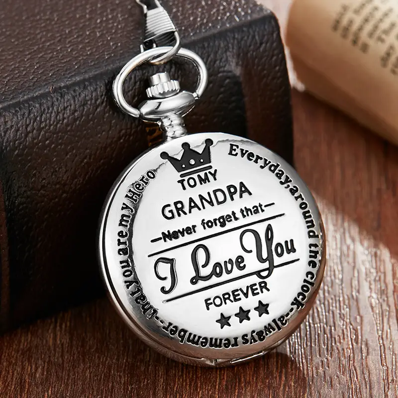 Spot TO MY SON, Husband, GRANDPA carved vintage quartz pocket watch pendant vintage pocket watch