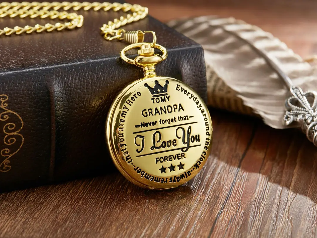Spot TO MY SON, Husband, GRANDPA carved vintage quartz pocket watch pendant vintage pocket watch