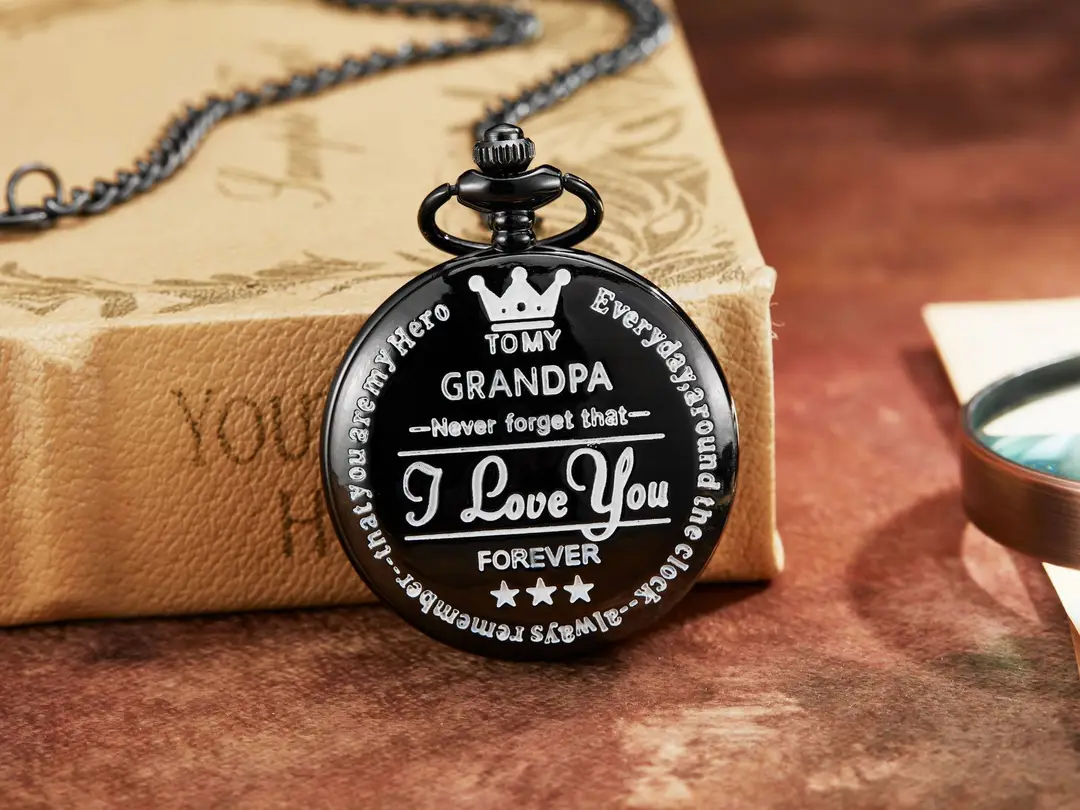 Spot TO MY SON, Husband, GRANDPA carved vintage quartz pocket watch pendant vintage pocket watch
