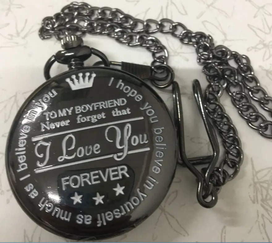 Spot TO MY SON, Husband, GRANDPA carved vintage quartz pocket watch pendant vintage pocket watch