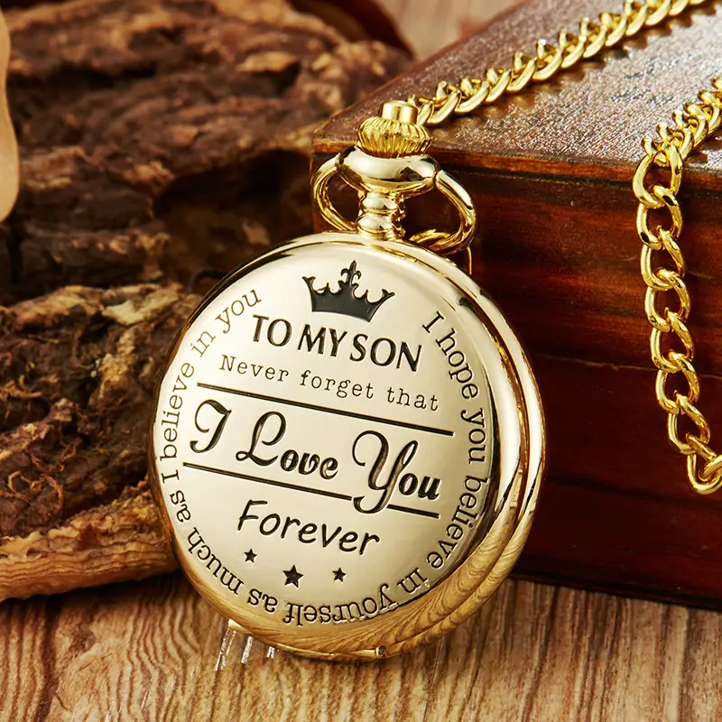 Spot TO MY SON, Husband, GRANDPA carved vintage quartz pocket watch pendant vintage pocket watch