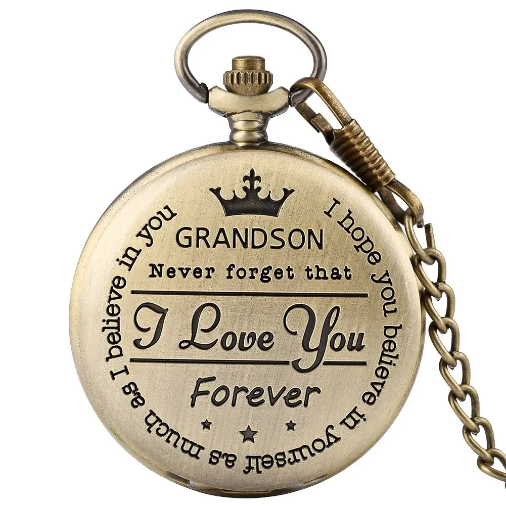 Spot TO MY SON, Husband, GRANDPA carved vintage quartz pocket watch pendant vintage pocket watch