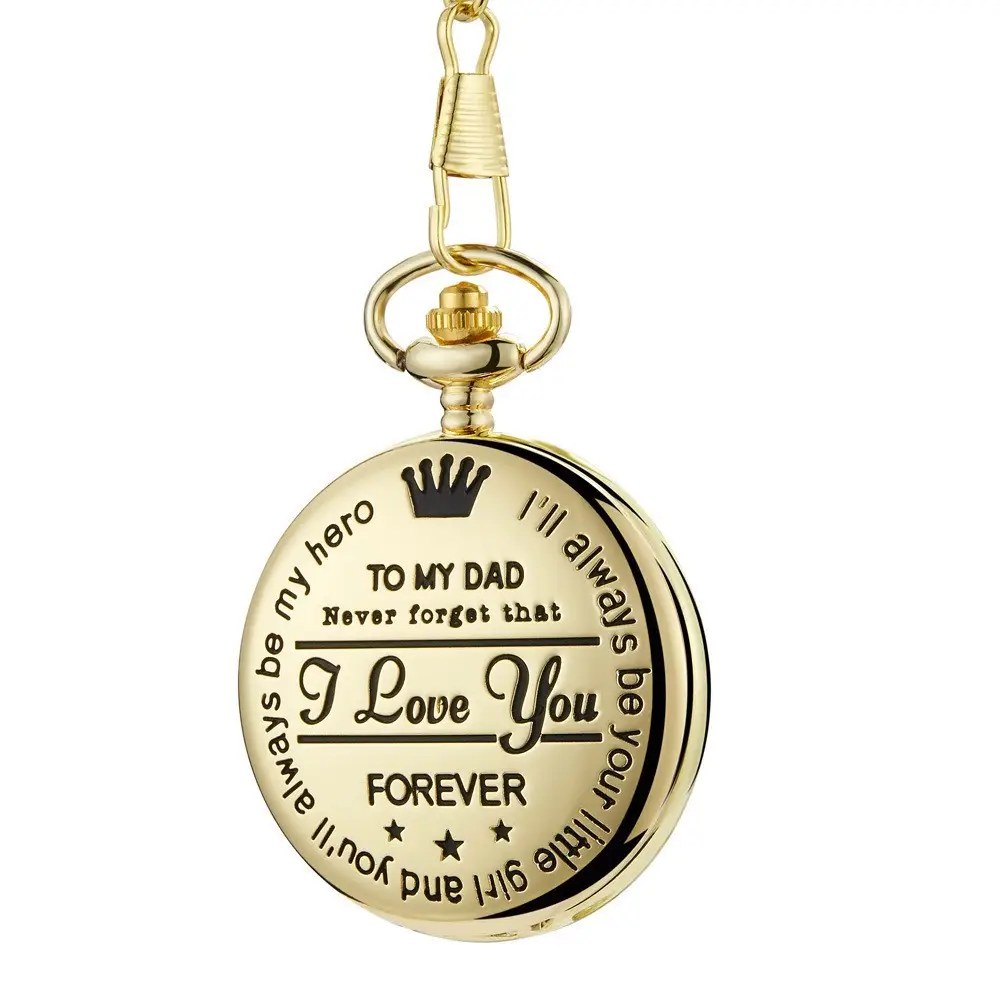 Spot TO MY SON, Husband, GRANDPA carved vintage quartz pocket watch pendant vintage pocket watch