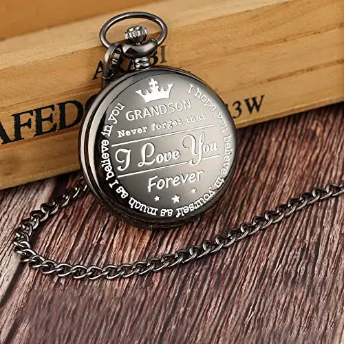 Spot TO MY SON, Husband, GRANDPA carved vintage quartz pocket watch pendant vintage pocket watch