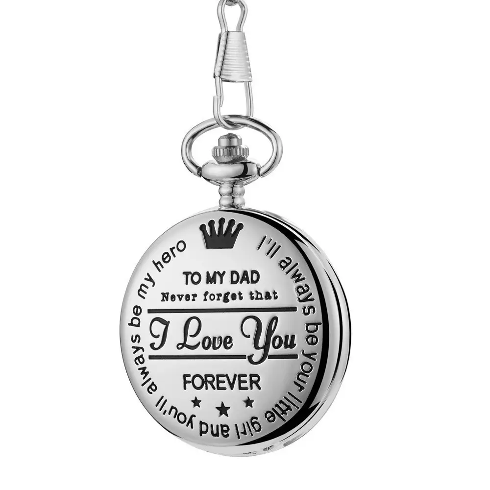 Spot TO MY SON, Husband, GRANDPA carved vintage quartz pocket watch pendant vintage pocket watch