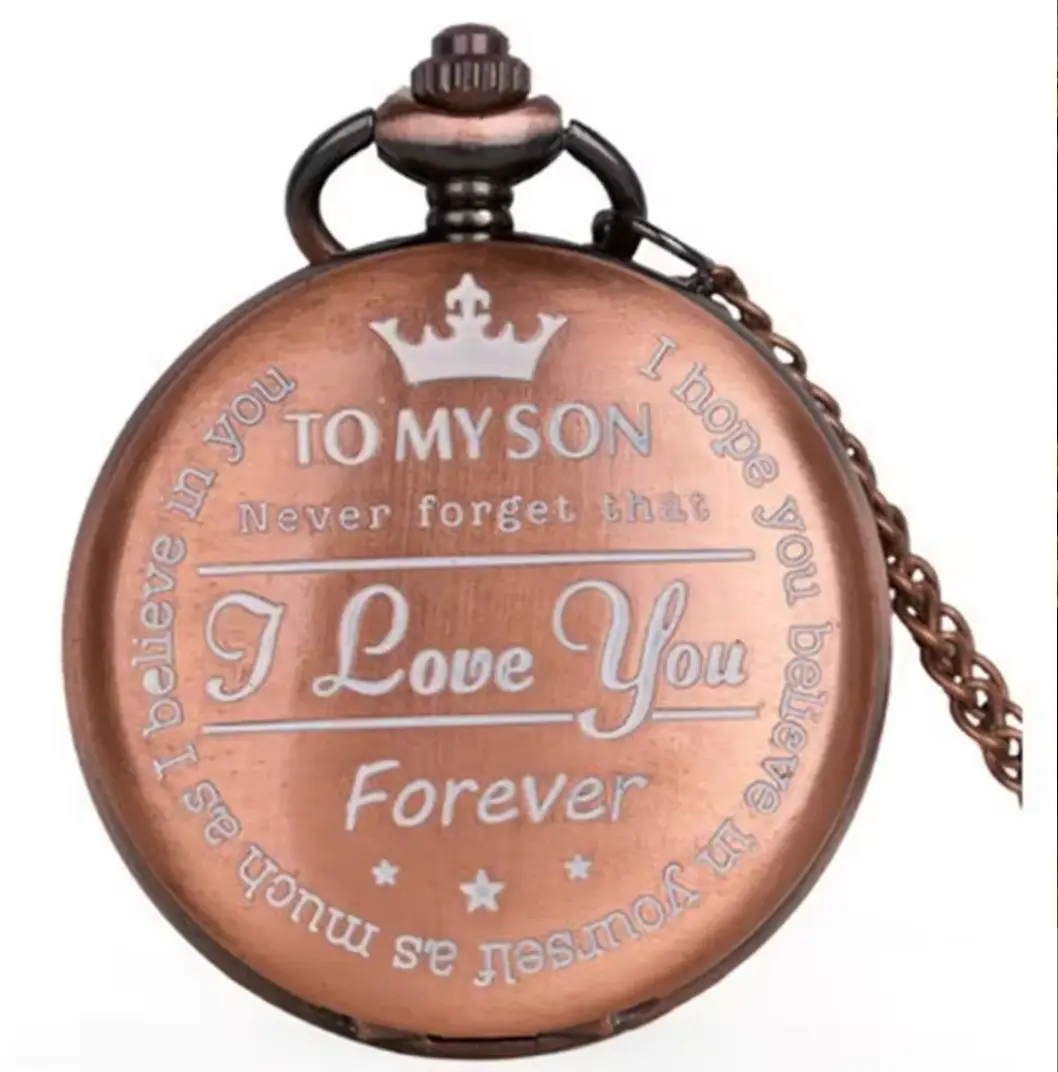 Spot TO MY SON, Husband, GRANDPA carved vintage quartz pocket watch pendant vintage pocket watch