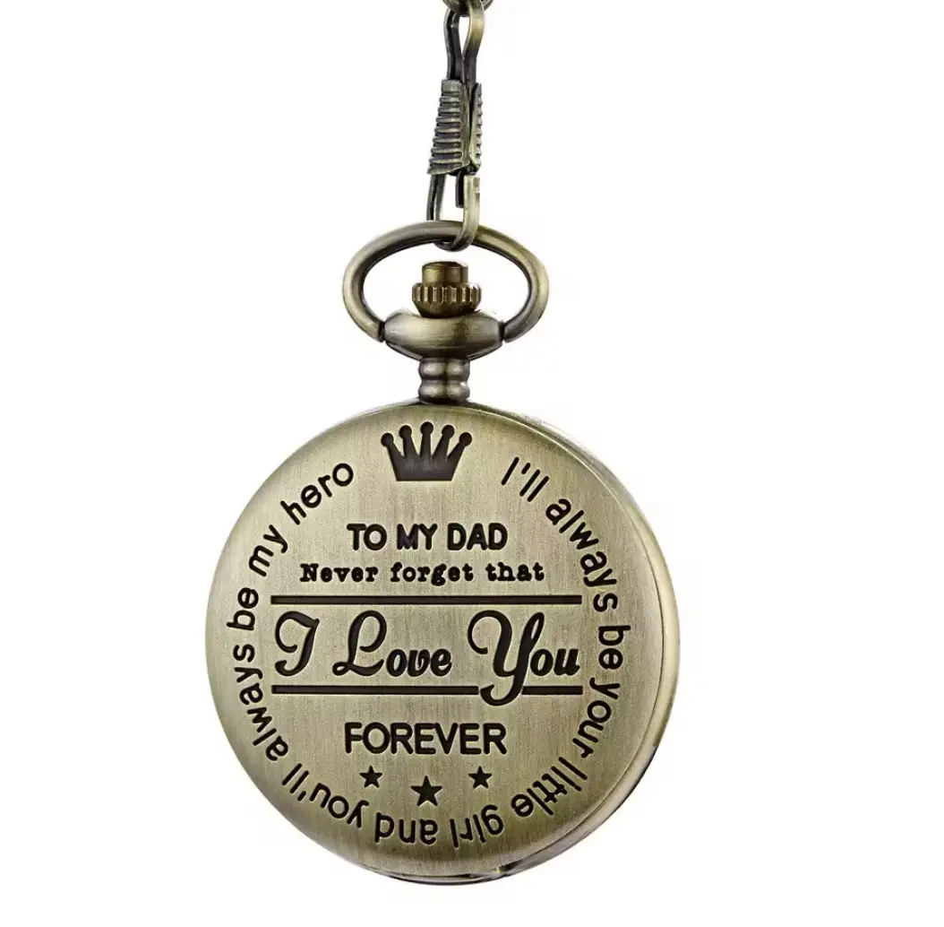 Spot TO MY SON, Husband, GRANDPA carved vintage quartz pocket watch pendant vintage pocket watch