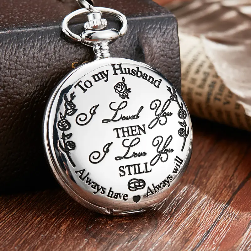 Spot TO MY SON, Husband, GRANDPA carved vintage quartz pocket watch pendant vintage pocket watch