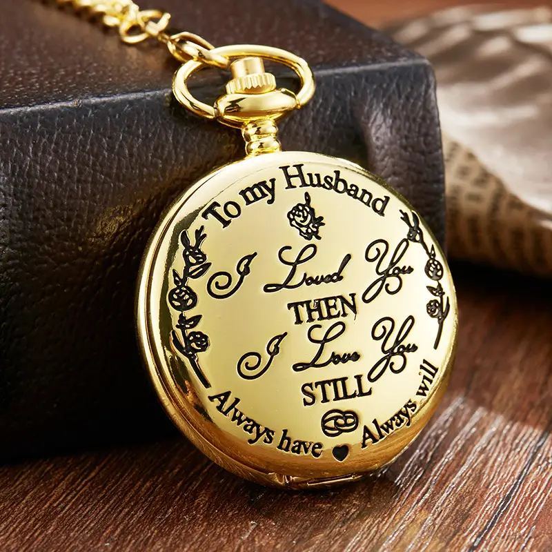 Spot TO MY SON, Husband, GRANDPA carved vintage quartz pocket watch pendant vintage pocket watch