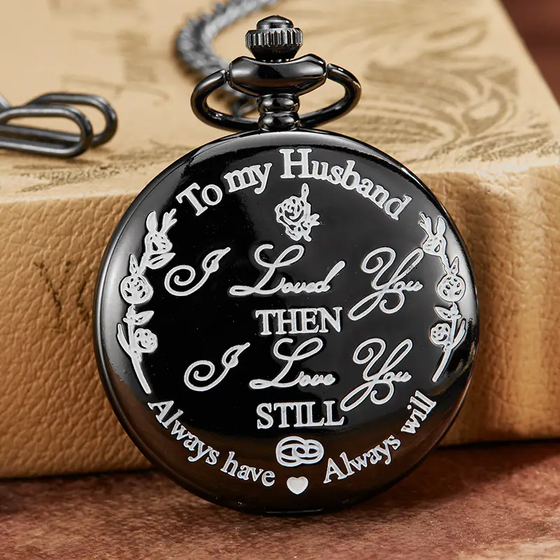 Spot TO MY SON, Husband, GRANDPA carved vintage quartz pocket watch pendant vintage pocket watch