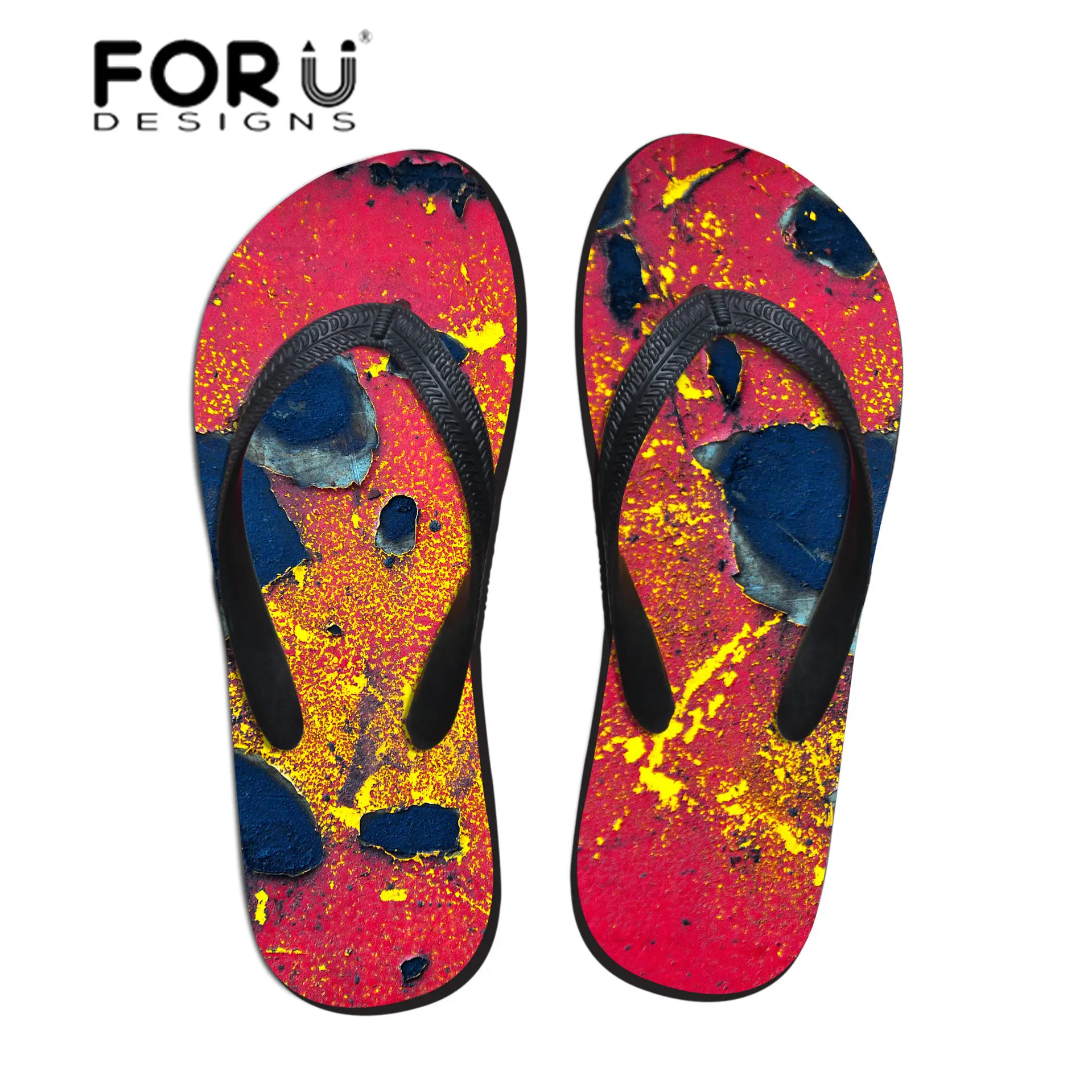 2020 Red Printed Flip Flops for Men