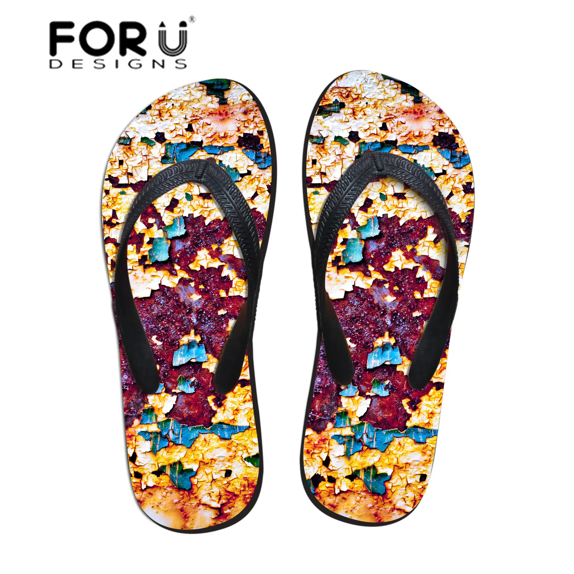 2020 Red Printed Flip Flops for Men