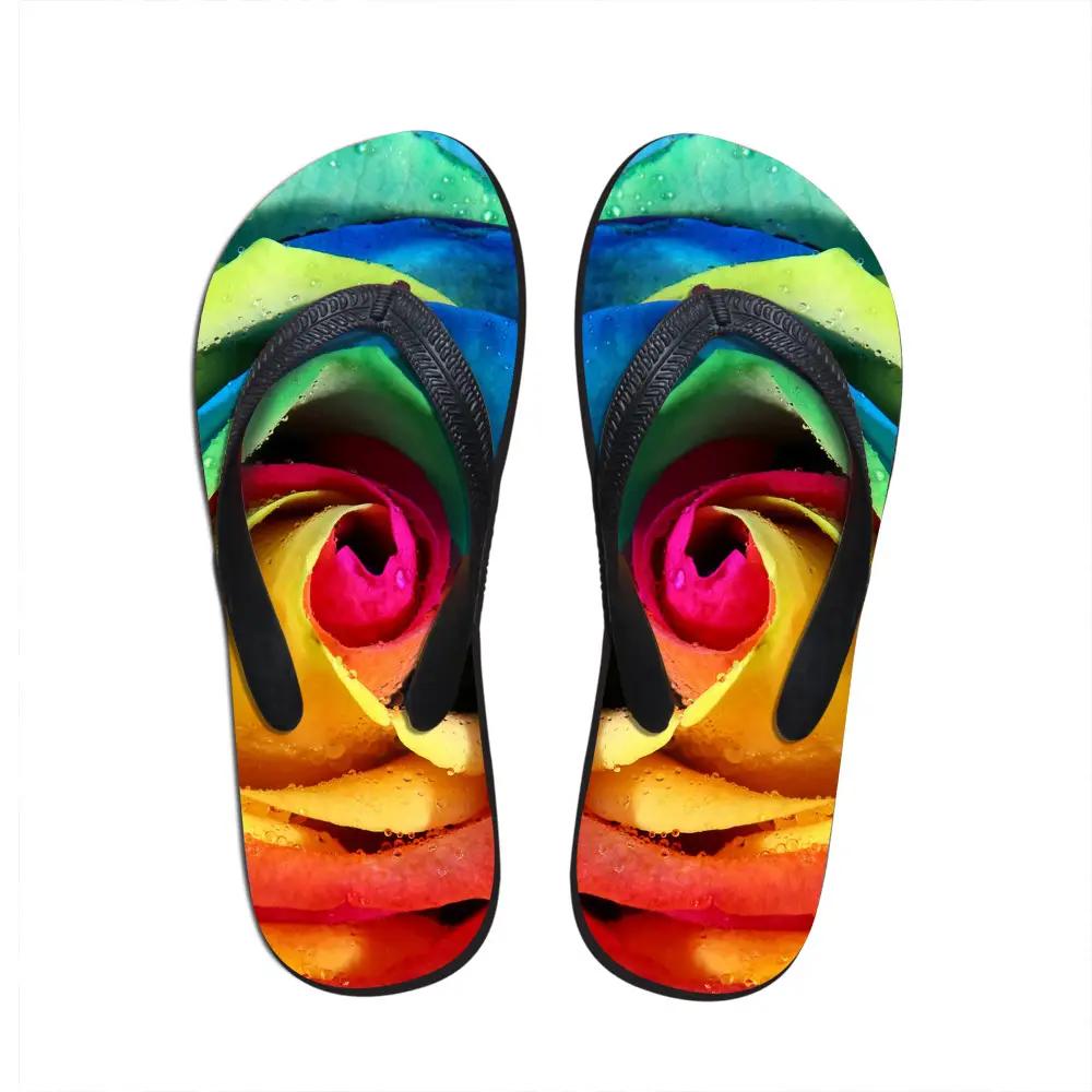 2020 Rainbow Flower Flip Flops for Men Women