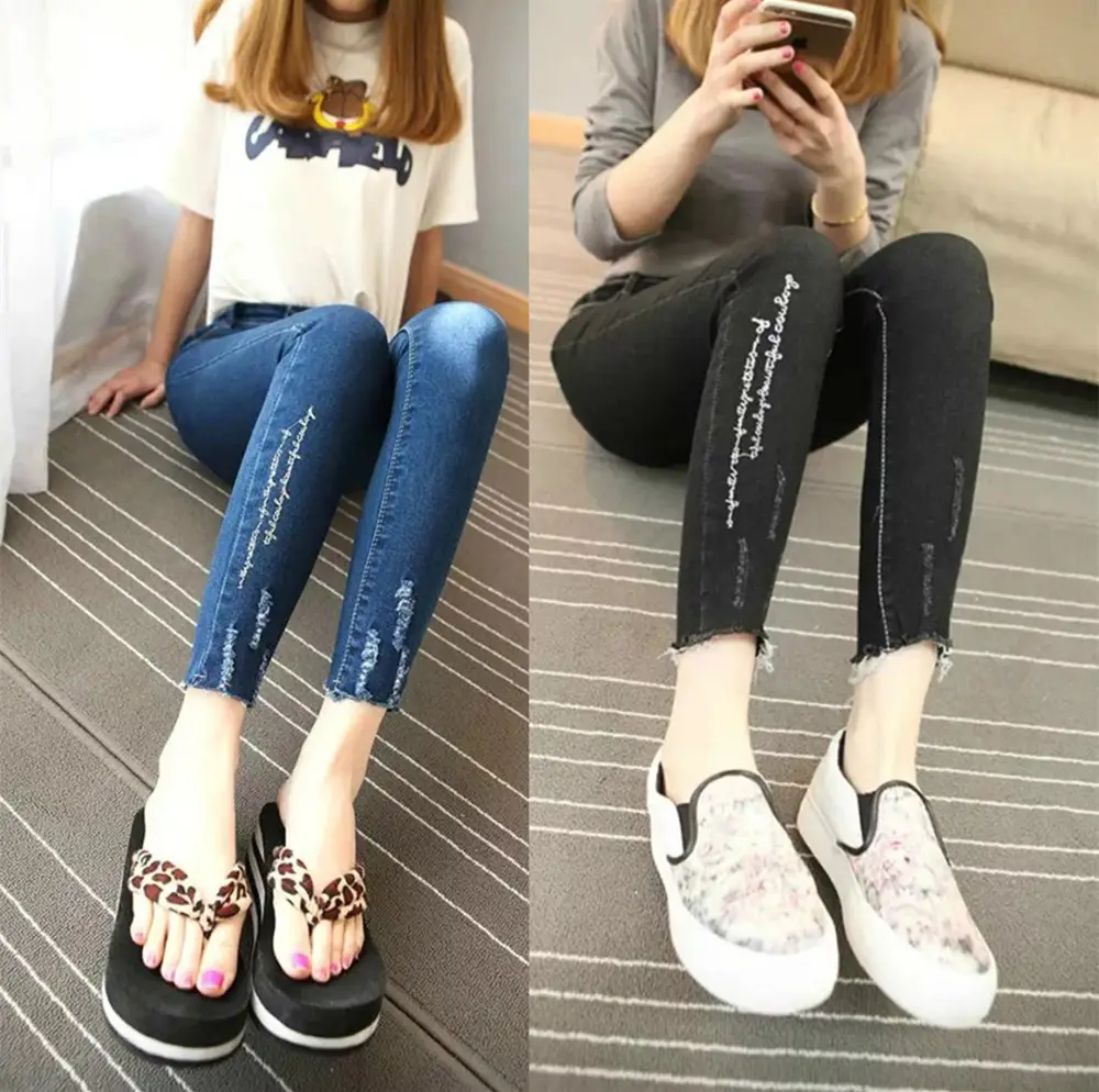 2025 Thin Korean Style Dark Slim Fit Cropped Jeans for Women - Image 7