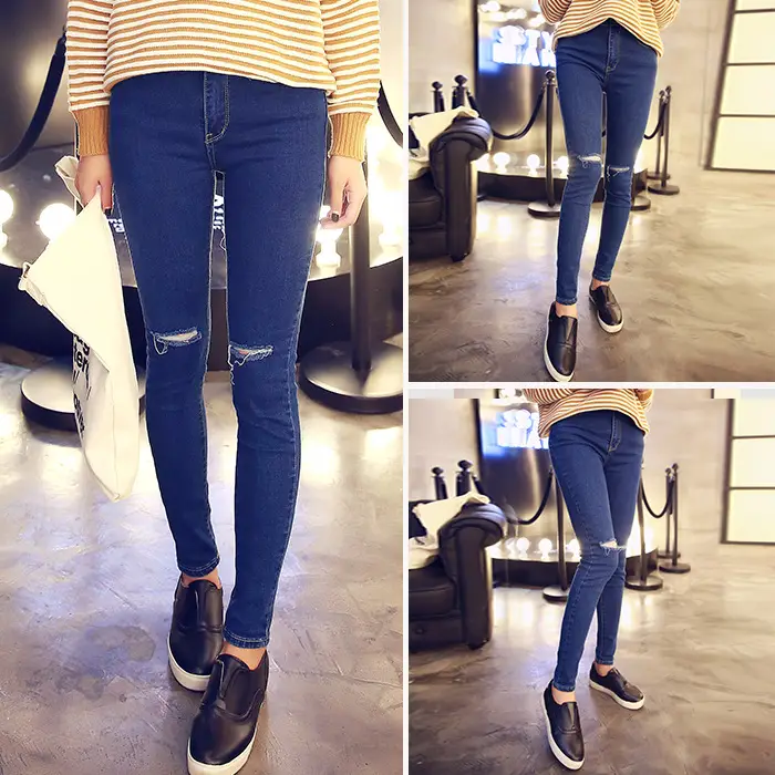 2025 Thin Korean Style Dark Slim Fit Cropped Jeans for Women - Image 3