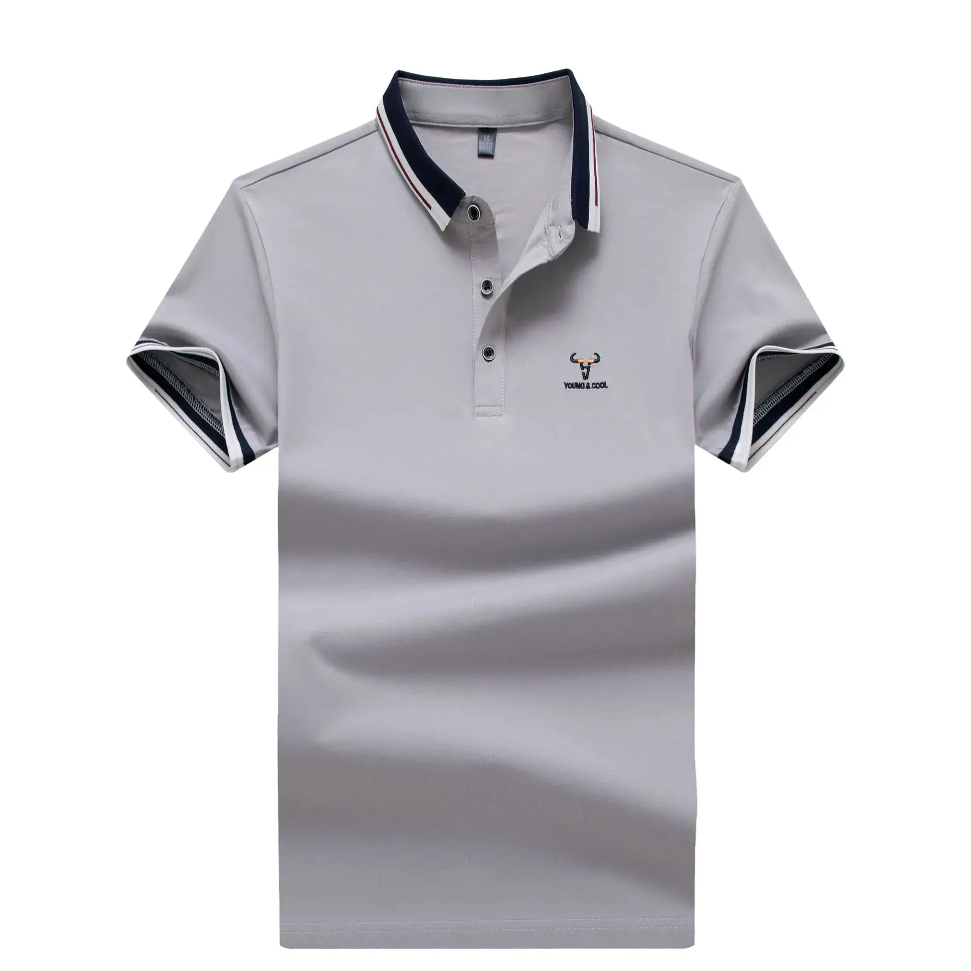Men's Light Green Polo T-Shirt with Red Blue Trim - Image 25