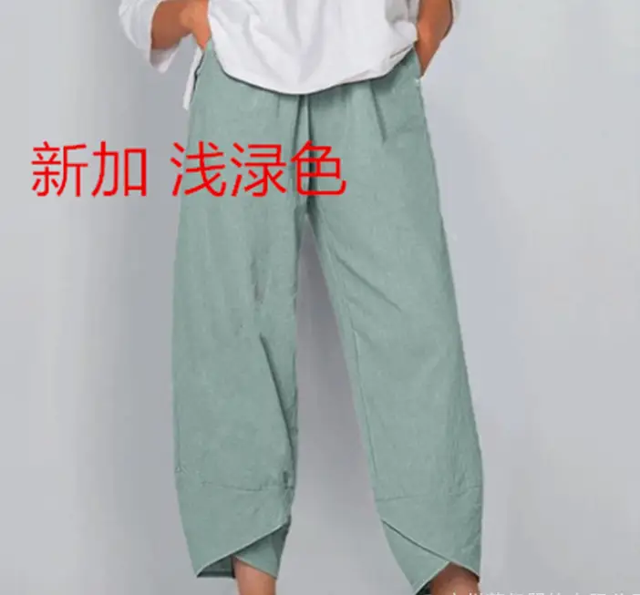 Grey Cotton Linen Loose Pants with Embroidered Design - Image 31