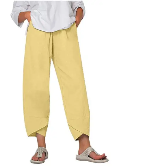 Grey Cotton Linen Loose Pants with Embroidered Design - Image 11