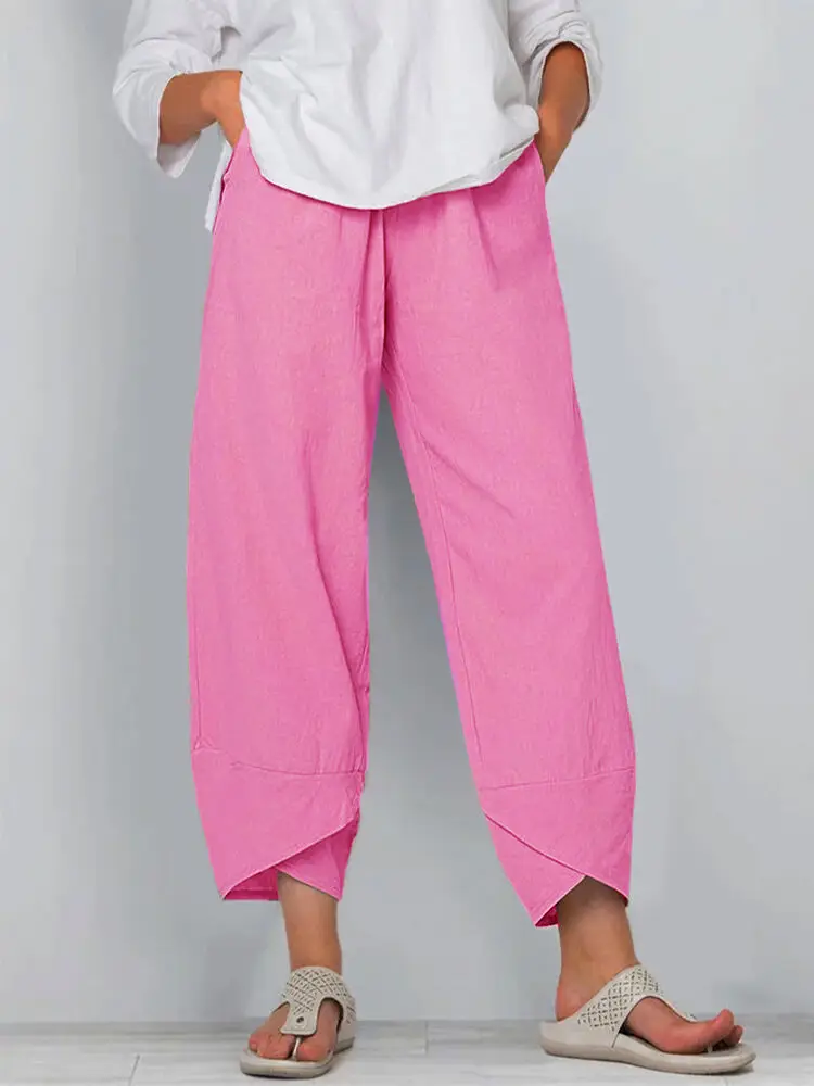 Grey Cotton Linen Loose Pants with Embroidered Design - Image 15