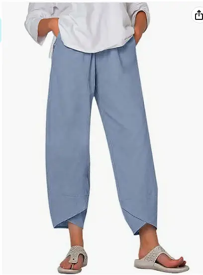 Grey Cotton Linen Loose Pants with Embroidered Design - Image 17