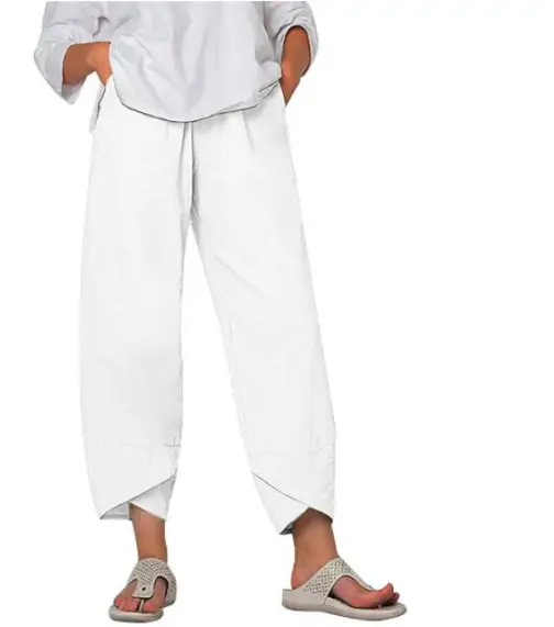 Grey Cotton Linen Loose Pants with Embroidered Design - Image 9