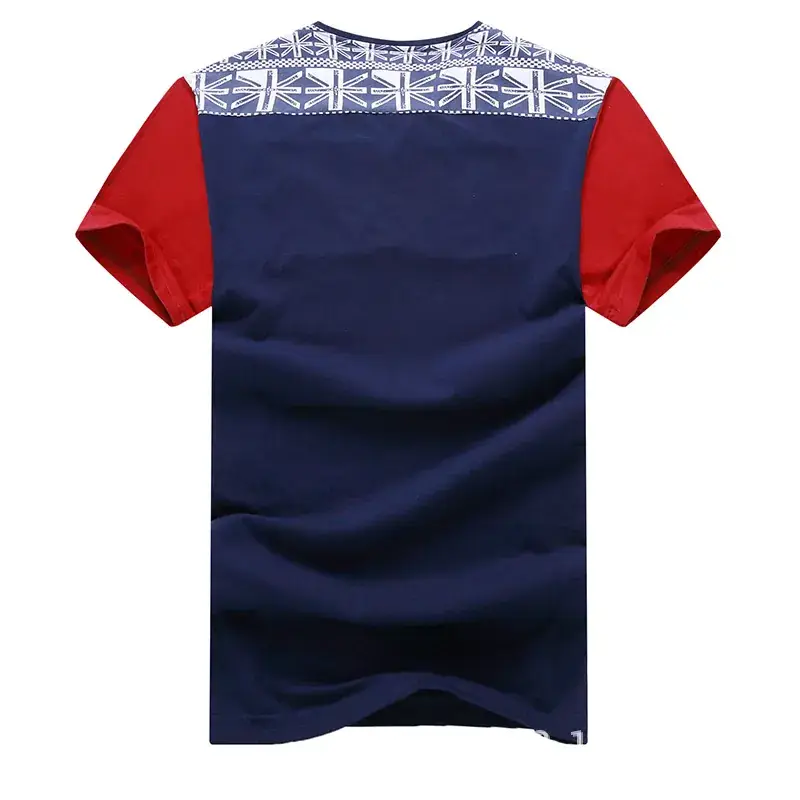 Men Half Sleeve V-Neck T-Shirt Grey Blue Extra Large