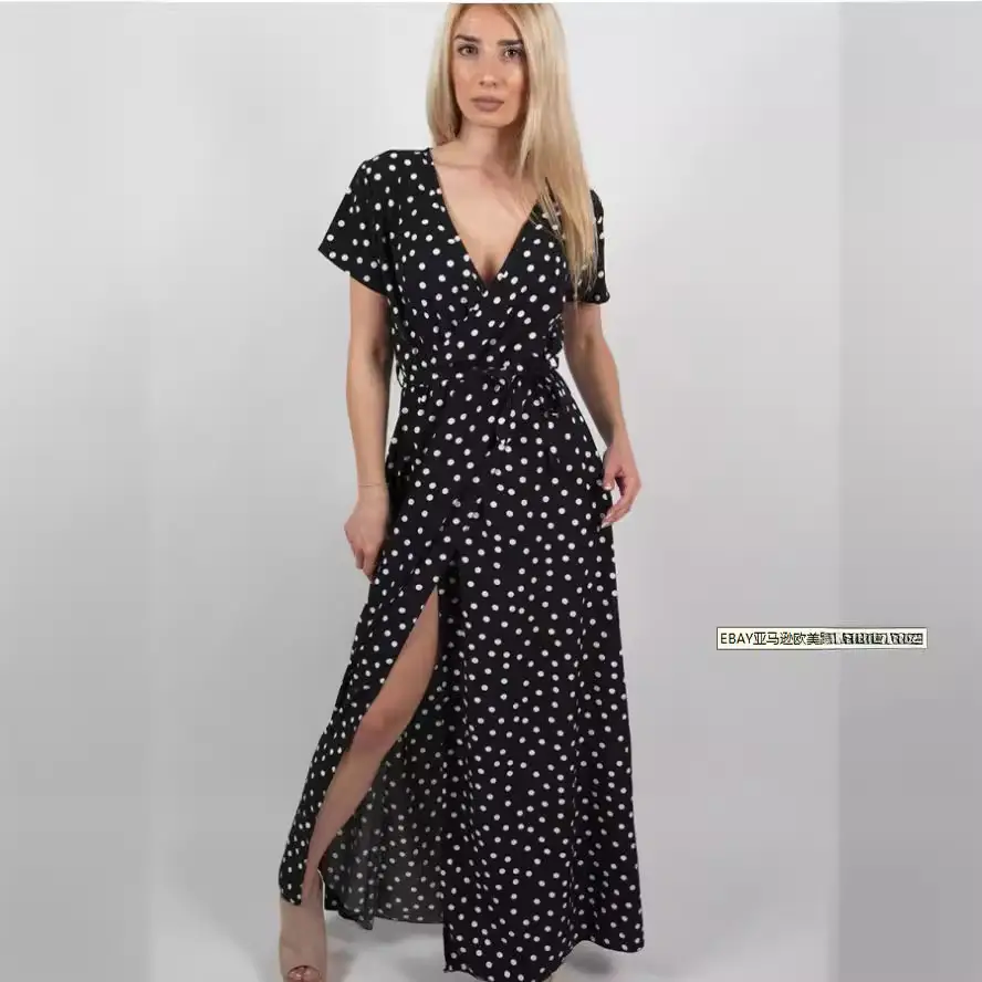 Polka Dot Printed Long Skirt Dress for Women Summer - Image 9