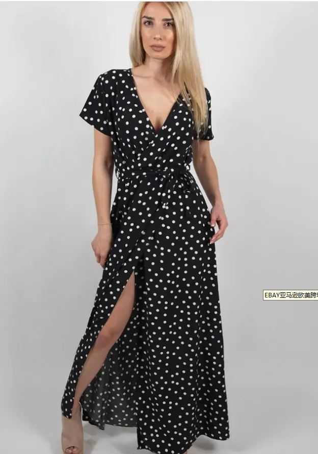 Polka Dot Printed Long Skirt Dress for Women Summer - Image 3