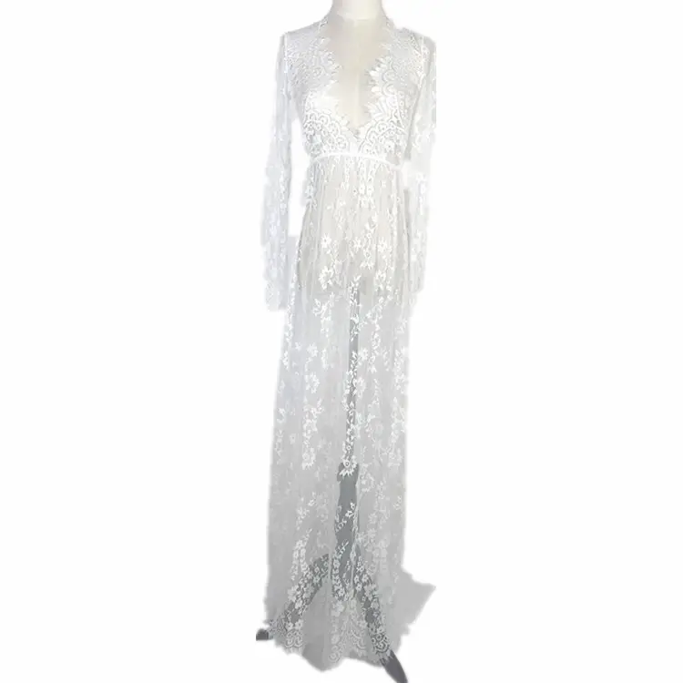 White Lace Long Sleeve Dress for Women Wedding Party