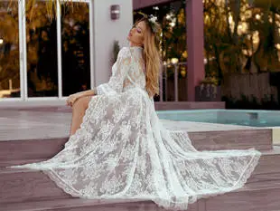 White Lace Long Sleeve Dress for Women Wedding Party — feature 5